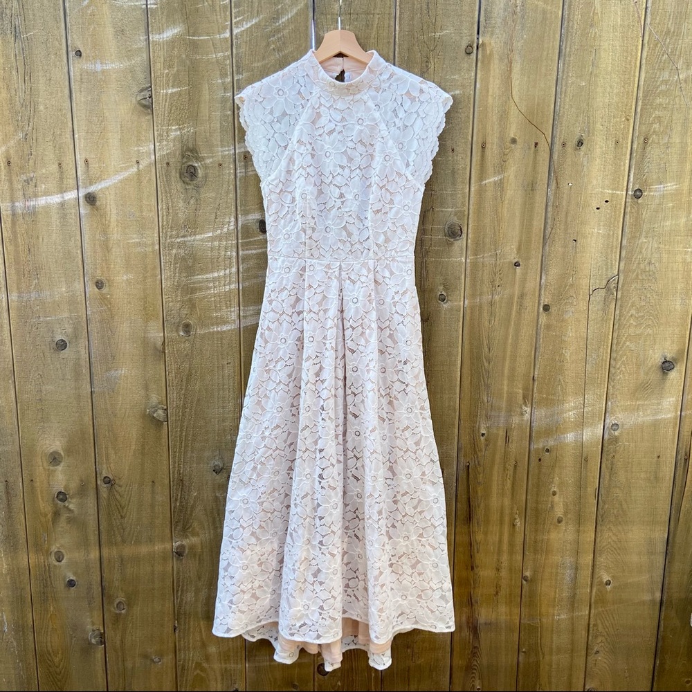 Sweetest White Lace High-Low Midi Dress 🌿